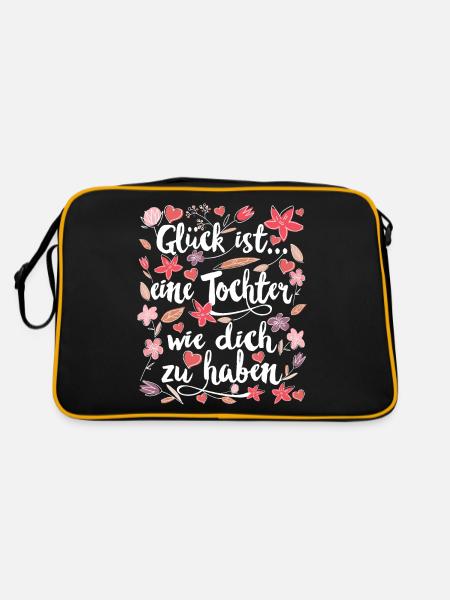 Beste Tochter - Retro Tasche - Schwarz/Gold - Hinten