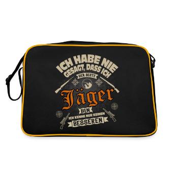 Wald Jäger Förster Jagd Humor Jägersprüche Hirsch - Retro Tasche - Schwarz/Gold - Hinten
