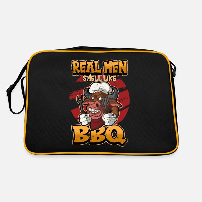 Grill Grillfleisch BBQ Spruch Lustig Geschenk Retro Tasche