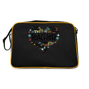 Teacher Heart Shape Teach Inspire Include - Retro Tasche - Schwarz/Gold - Hinten