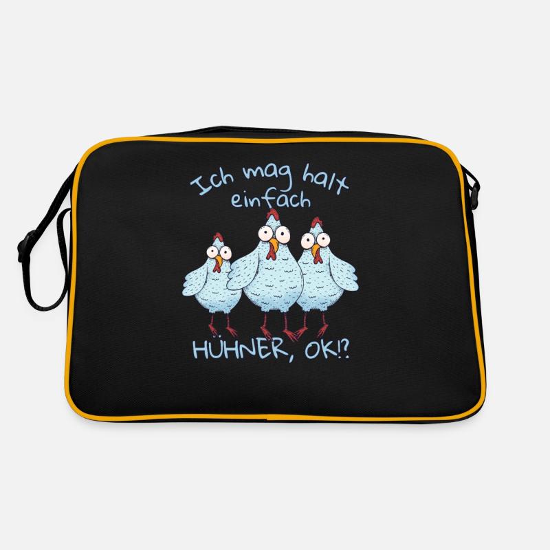 Ich mag halt einfach Hühner ok? - Retro Tasche - Schwarz/Gold