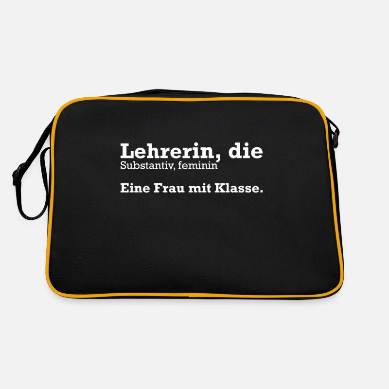 Lehrerin Eine Frau mit Klasse - Retro Tasche - Schwarz/Gold