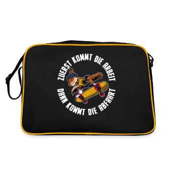 Skateboard Skateboarder Skater - Retro Tasche - Schwarz/Gold - Hinten