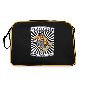 Skateboard Skateboarder Skater - Retro Tasche - Schwarz/Gold - Hinten
