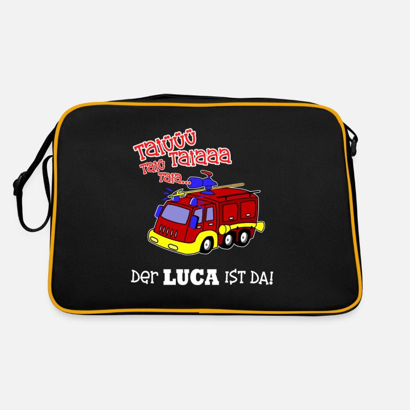 Geburt Geschenk Geburtstag Name Luca Feuerwehr Retro Tasche
