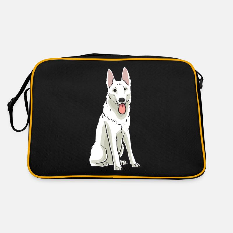 Weißer Schweizer Schäferhund Retro Tasche