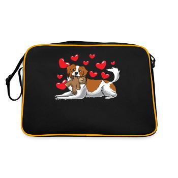 Nederlandse Kooikerhondje with cuddly toy - Retro Bag - black/gold - Back
