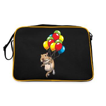 Mongolische Rennratte Rennmaus Gerbil - Retro Tasche - Schwarz/Gold - Hinten