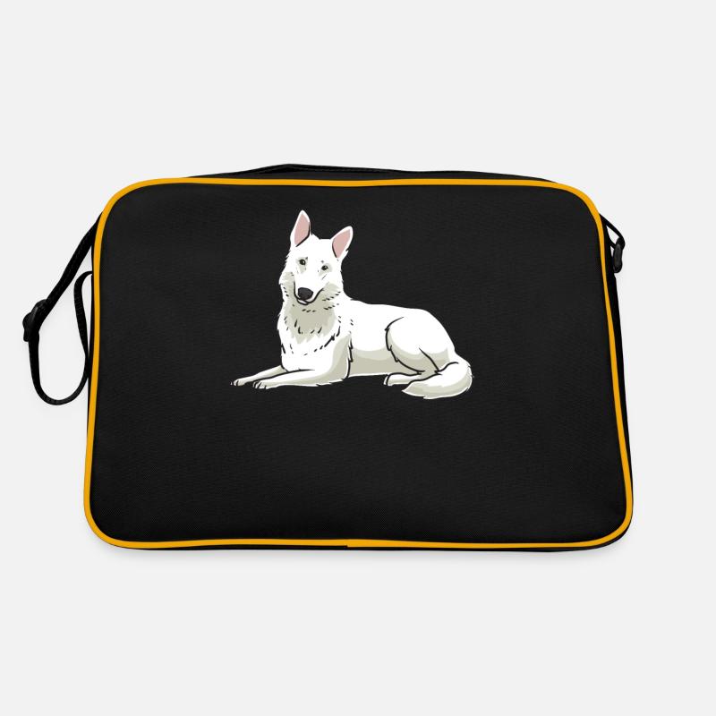 Weißer Schweizer Schäferhund Retro Tasche
