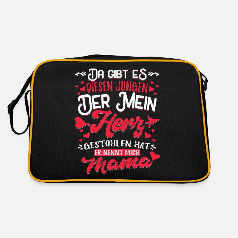 Mama und Sohn - Retro Tasche - Schwarz/Gold