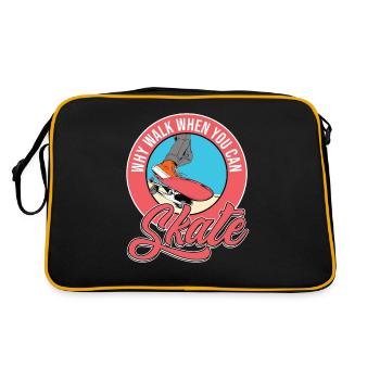 Skateboard Skateboarder Skater - Retro Tasche - Schwarz/Gold - Hinten