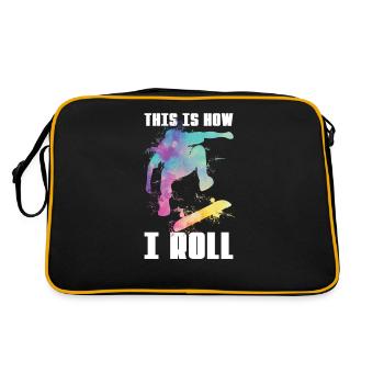 Skateboard Skateboarder Skater - Retro Tasche - Schwarz/Gold - Hinten