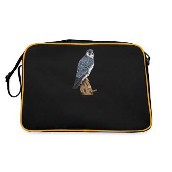 Wanderfalke I Greifvogel Falke Beizjagd Motiv für - Retro Tasche - Schwarz/Gold - Hinten
