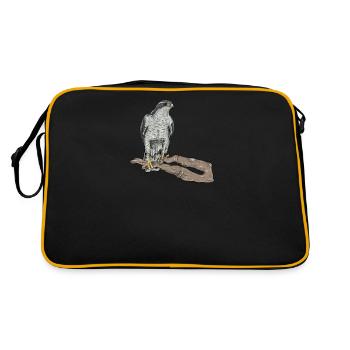 Habicht I Greifvogel Jäger Beizjagd Motiv für - Retro Tasche - Schwarz/Gold - Hinten