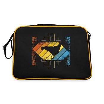 Hühner Huhn - Retro Tasche - Schwarz/Gold - Hinten