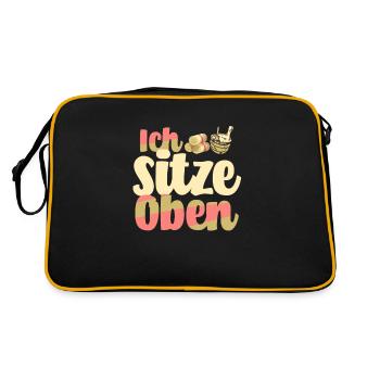 Sauna ich sitze oben - Retro Tasche - Schwarz/Gold - Hinten