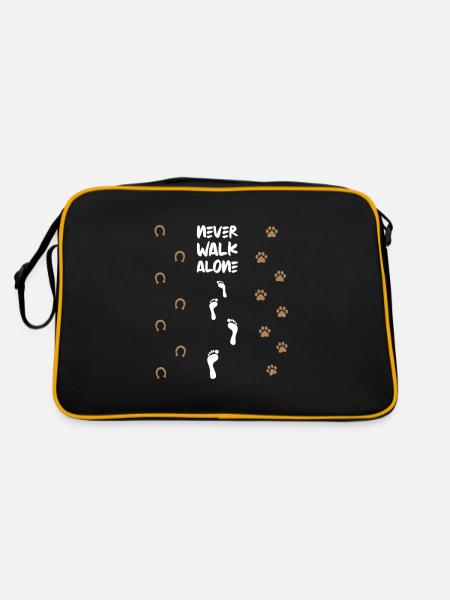 Pferd Hund Pony - Retro Tasche - Schwarz/Gold - Hinten