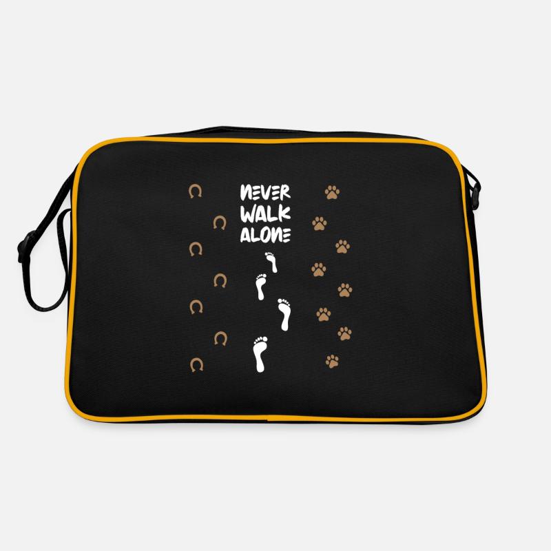 Pferd Hund Pony - Retro Tasche - Schwarz/Gold