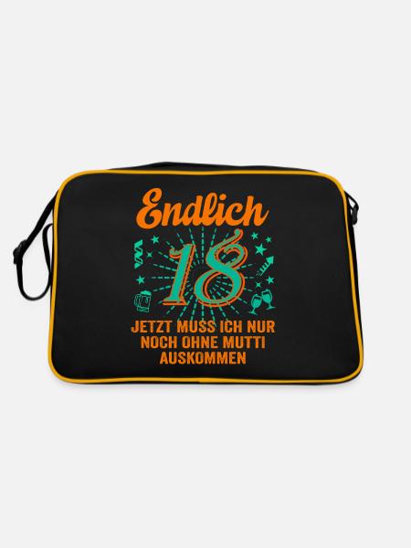 18 Geburtstag Junge Geschenk lustig 18. Ehrentag - Retro Tasche - Schwarz/Gold
