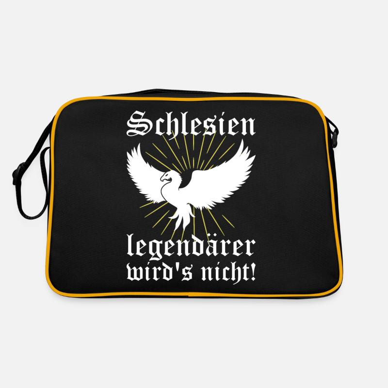 Schlesien Heimat Sprüche Adler Geschenkidee - Retro Tasche - Schwarz/Gold