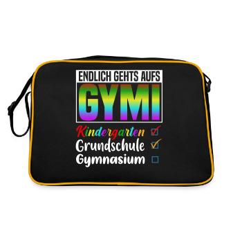 Kindergarten Grundschule Gymnasium - Retro Tasche - Schwarz/Gold - Hinten