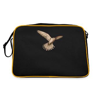 Turmfalke I Greifvogel Beizjagd Motiv für Falkner - Retro Tasche - Schwarz/Gold - Hinten