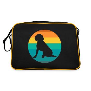 Hund Beagle Beagles Retro Vintage - Retro Tasche - Schwarz/Gold - Hinten