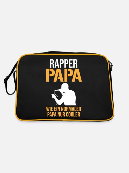 Rapper Papa Vater MC Hip Hop Rap Freestyle Battle - Retro Tasche - Schwarz/Gold - Hinten