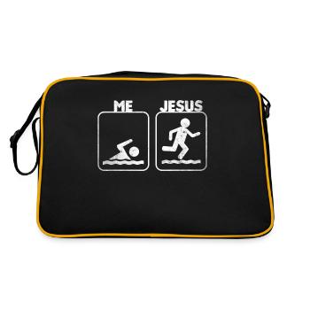 Jesus Lifeguard Goes on Water Christian Humor - Retro Bag - black/gold - Back