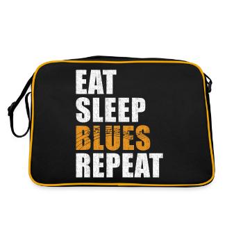 Blues Eat Sleep Blues Repeat - Retro Tasche - Schwarz/Gold - Hinten