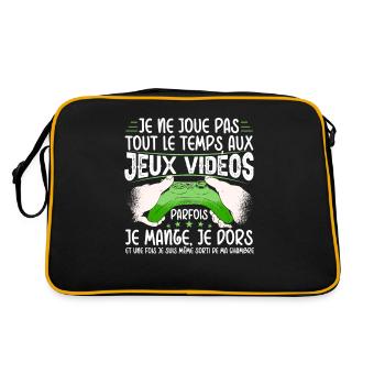 Gamer Idée Cadeau Jeux Vidéo Humour Ado Geek - Sac Retro - noir/or - Dos