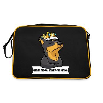 Beauceron Hund lustig Berger de Beauce - Retro Tasche - Schwarz/Gold - Hinten