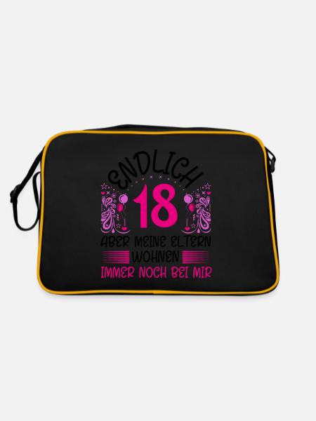 18. Geburtstag Mädchen Geschenk lustig Endlich 18 - Retro Tasche - Schwarz/Gold