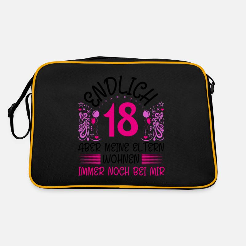 18. Geburtstag Mädchen Geschenk lustig Endlich 18 - Retro Tasche - Schwarz/Gold