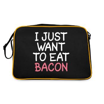I just want to eat bacon - Retro Tasche - Schwarz/Gold - Hinten
