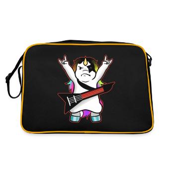 Guitar Playing Black Metal Unicorn - Retro Bag - black/gold - Back