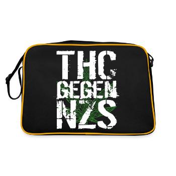Links Antifaschist Linke Kiffer Geschenk - Retro Tasche - Schwarz/Gold - Hinten