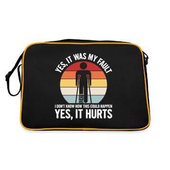 Plaster leg design for someone with a broken - Retro Bag - black/gold - Back