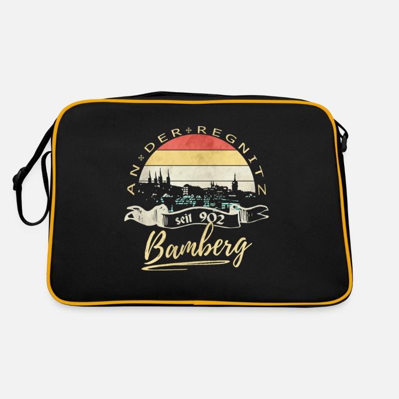 Bamberg an der Regnitz - Retro Tasche - Schwarz/Gold