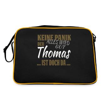 Thomas - Don't panic - funny gift - Retro Bag - black/gold - Back