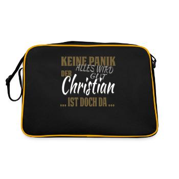 Christian - Don't panic - funny gift - Retro Bag - black/gold - Back