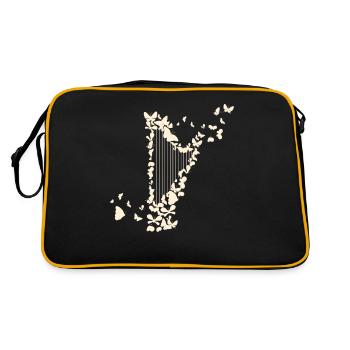 Harfe und Harfenmusik Harfenisten - Retro Tasche - Schwarz/Gold - Hinten