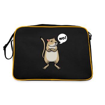 Mongolische Rennratte Rennmaus Gerbil - Retro Tasche - Schwarz/Gold - Hinten