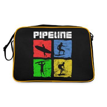 Surfen für Surfer Vintage Pipeline Geschenkidee - Retro Tasche - Schwarz/Gold - Hinten