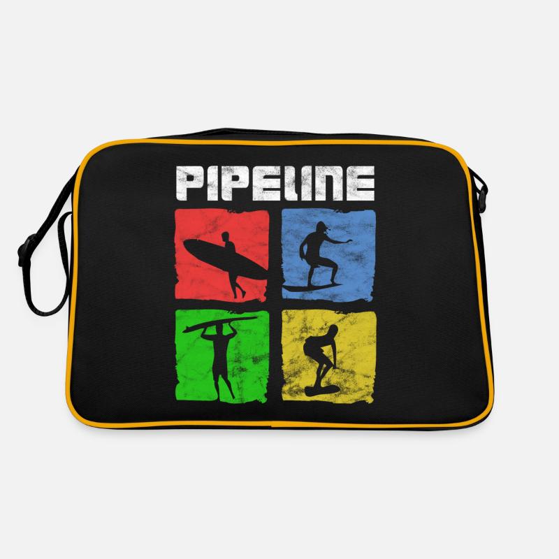 Surf pour les surfeurs Vintage Pipeline Idée cadeau - Sac Retro - noir/or