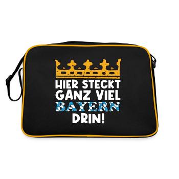 Bayern dahoam bayrisch Flagge Geschenkidee - Retro Tasche - Schwarz/Gold - Hinten