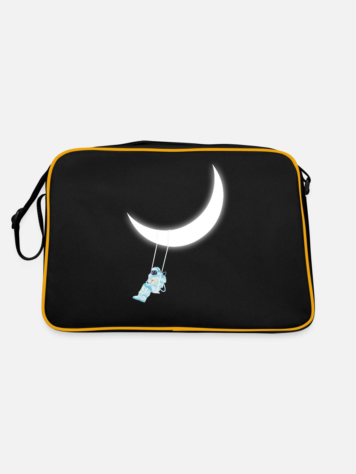 Astronaut swing moon - Retro Bag - black/gold - Back