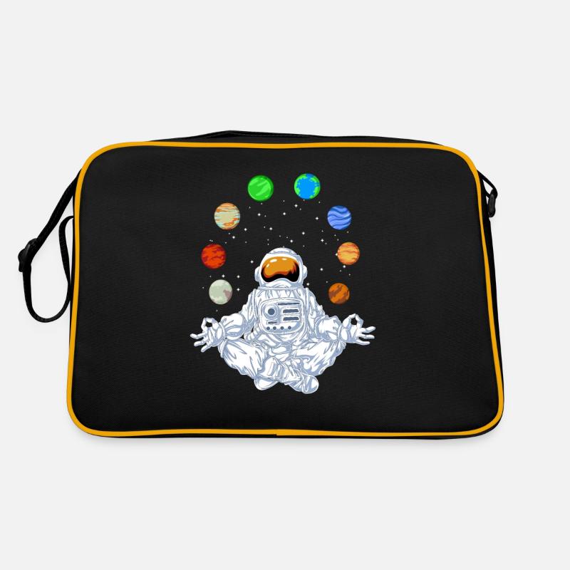 Astronauten-Yoga - Retro Tasche - Schwarz/Gold