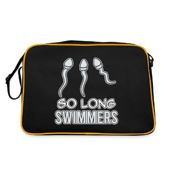 Funny Vasectomy As Long As Swimmers Humor Reception - Retro Bag - black/gold - Back