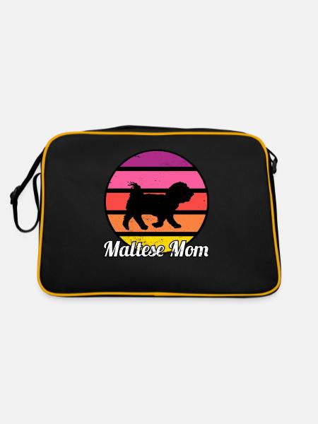 Maltese Mom I Retro Maltese Mom - Retro Tasche - Schwarz/Gold - Hinten